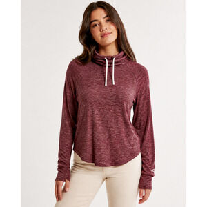 Hollister Cowl Neck Sweater Womens M Heathered Burgundy Soft Light Spring Layer